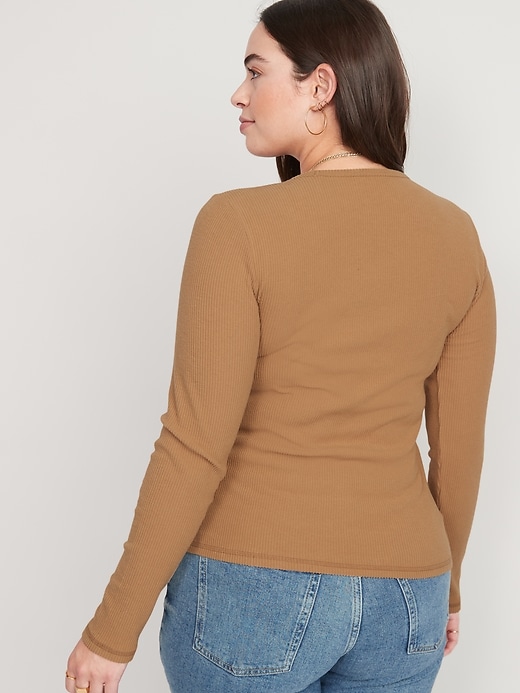 Image number 6 showing, Plush Long-Sleeve Rib-Knit Slim-Fit T-Shirt