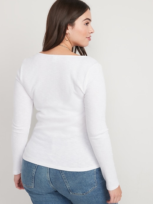 Image number 6 showing, Long-Sleeve Cinched-Front Rib-Knit T-Shirt