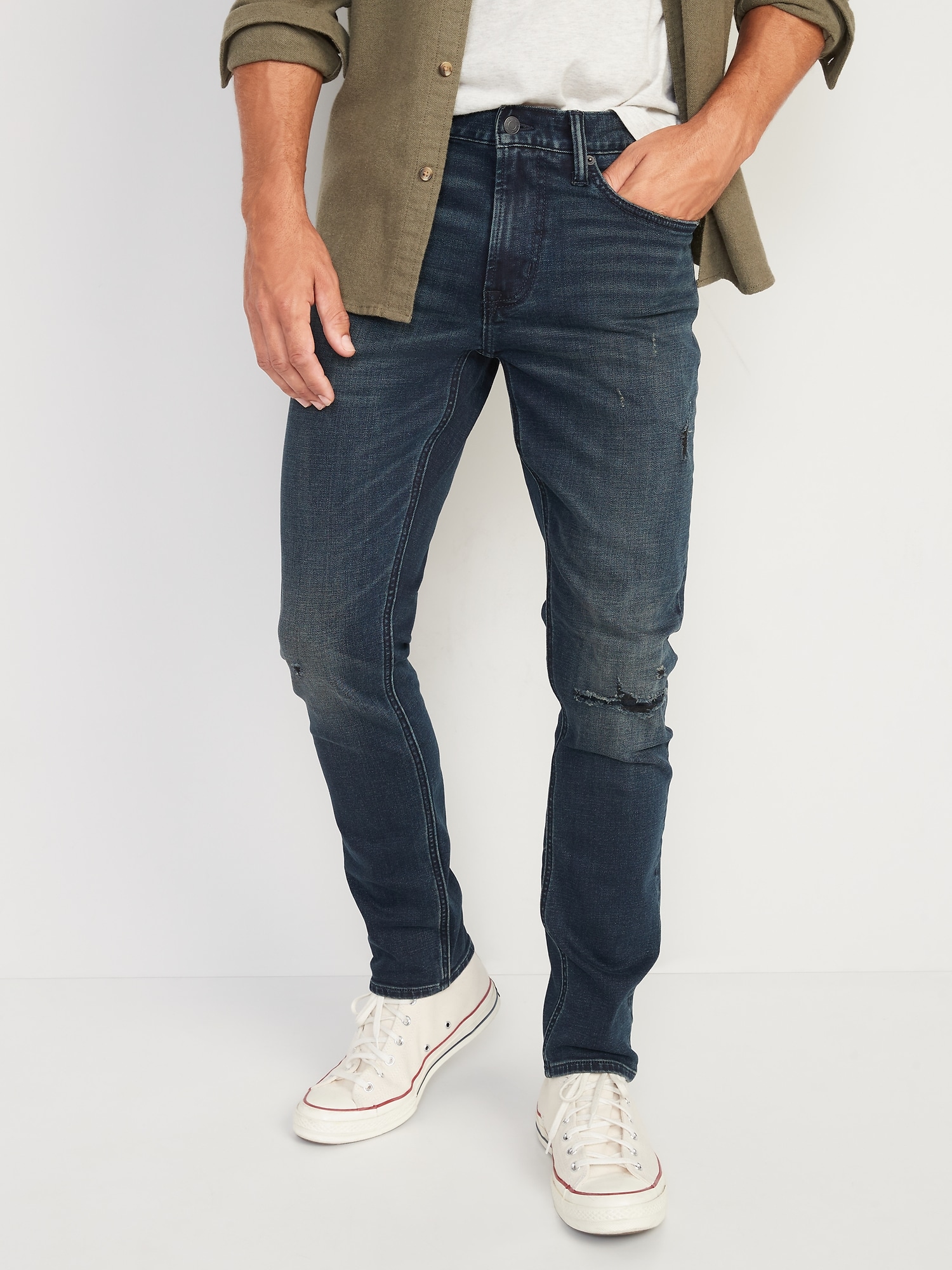 Old Navy Slim Built-In-Flex Ripped Jeans for Men blue. 1
