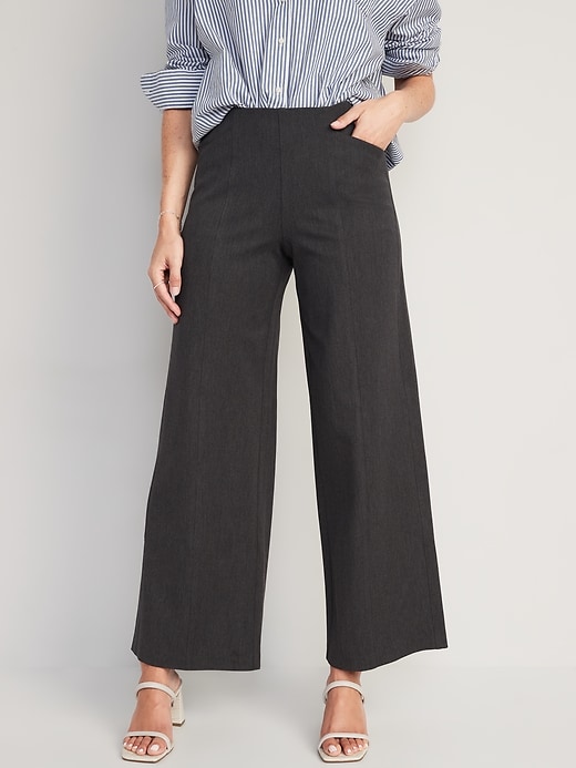 Image number 1 showing, High-Waisted Pull-On Pixie Wide-Leg Pants
