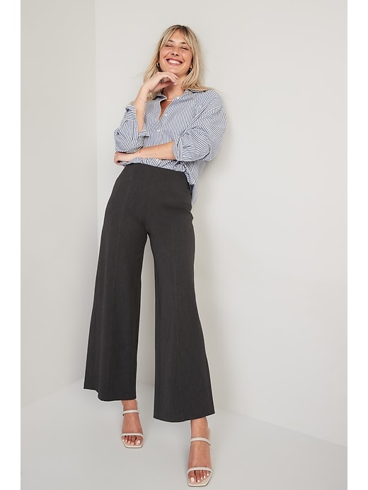 Image number 3 showing, High-Waisted Pull-On Pixie Wide-Leg Pants