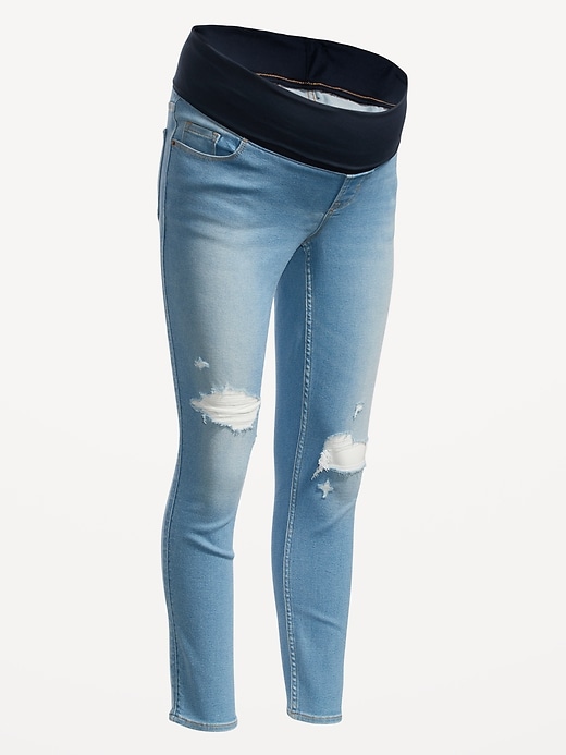 Image number 4 showing, Maternity Rollover-Panel Skinny 360° Stretch Jeans