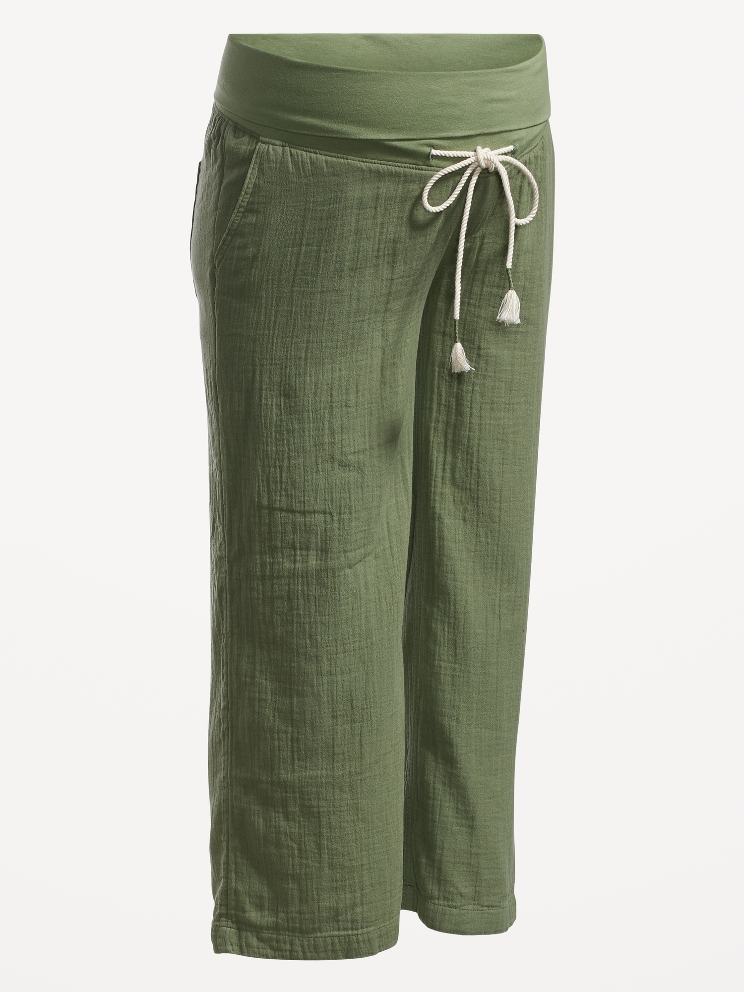 Old Navy Maternity Rollover-Waist Linen-Blend Wide-Leg Pants - ShopStyle