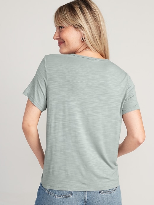 Image number 2 showing, Luxe V-Neck Slub-Knit T-Shirt for Women