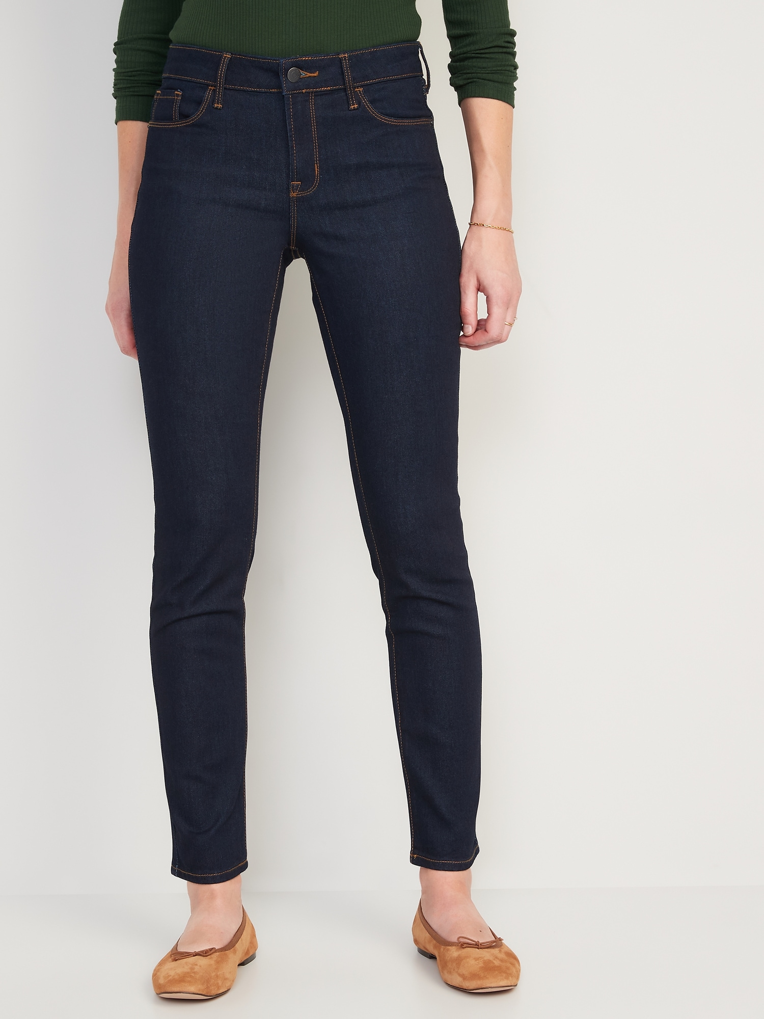 Maternity Rollover-Panel Side-Slit 360° Stretch Skinny Jeans