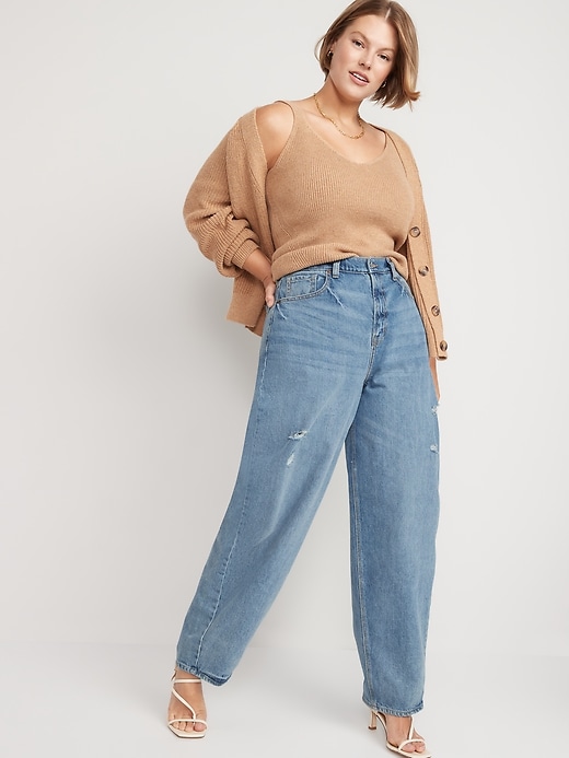 Extra High-Waisted Ripped Non-Stretch Balloon Jeans for Women | Old Navy