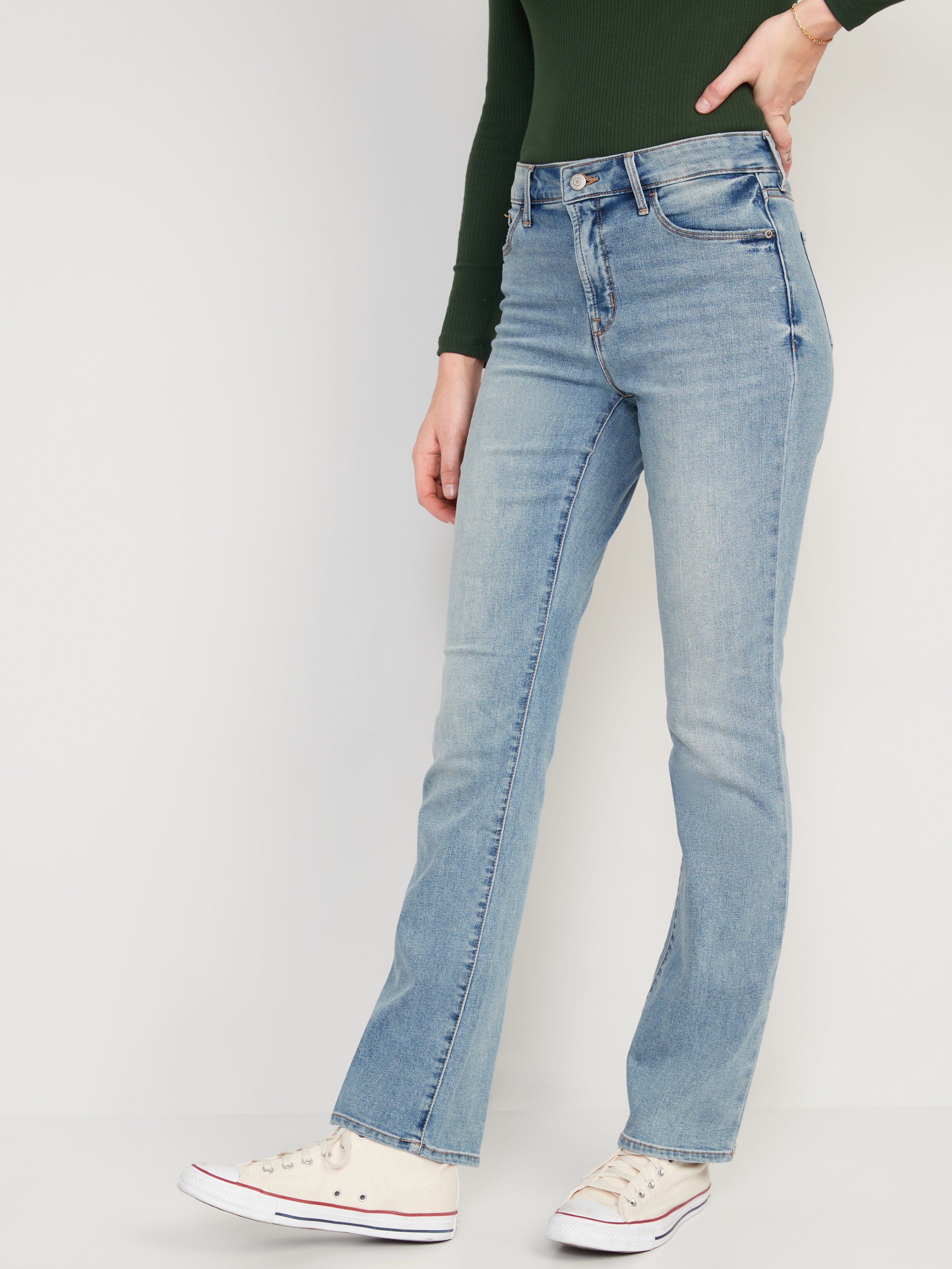 High-Waisted Kicker Boot-Cut Jeans For 