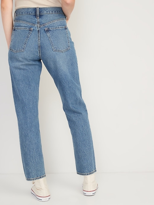 Image number 2 showing, Extra High-Waisted Button-Fly Sky-Hi Straight Non-Stretch Cropped Jeans