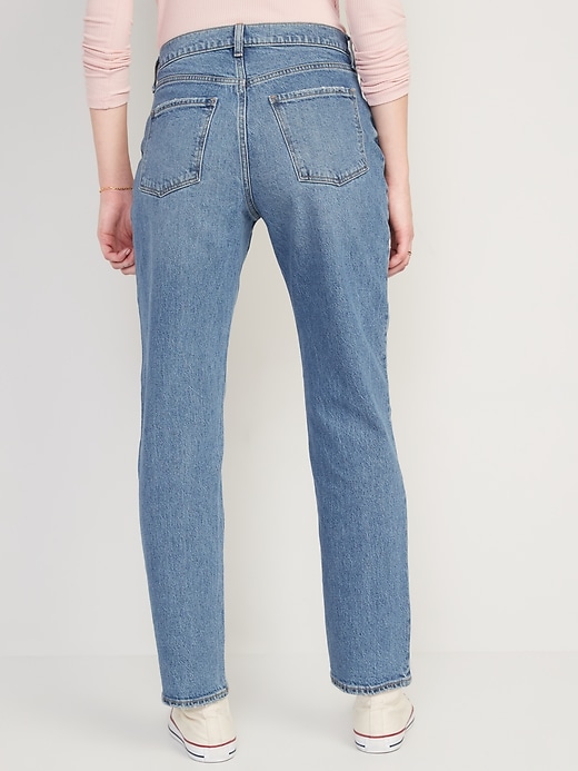 Image number 2 showing, High-Waisted Button-Fly Slouchy Straight Jeans for Women