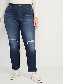 High-Waisted OG Straight Ripped Ankle Jeans for Women