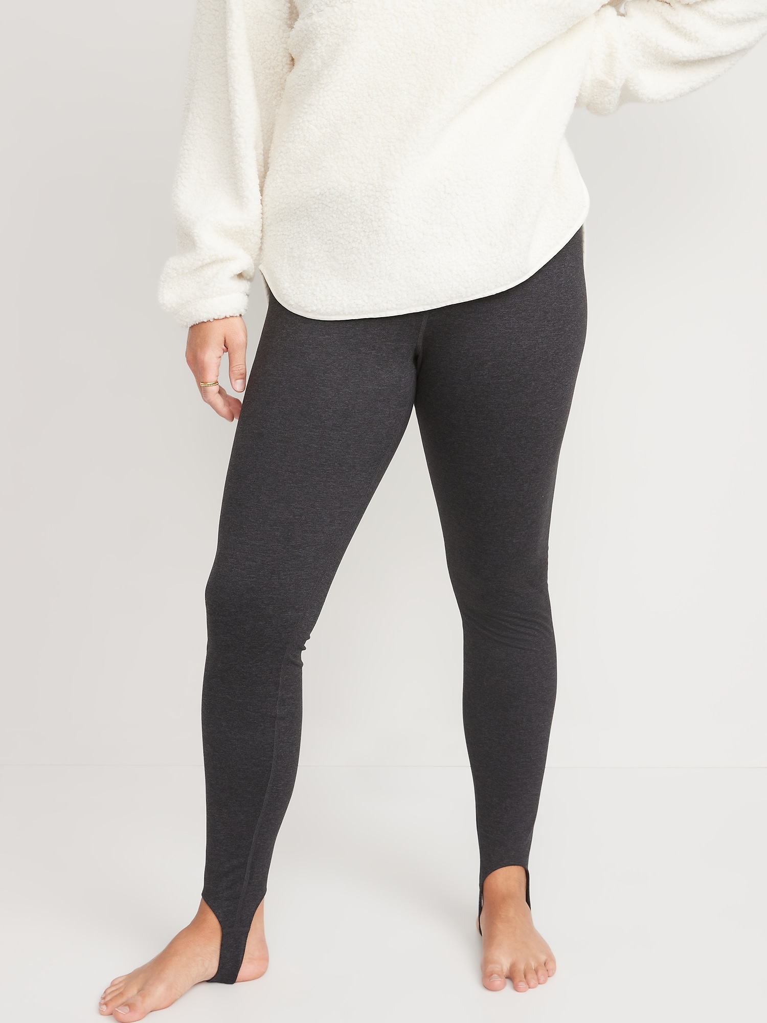 Old Navy Women L High-Waisted CozeCore Heathered Performance Stirrup  Leggings 