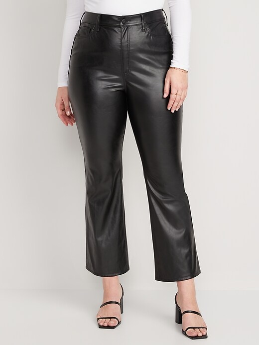 Image number 5 showing, Higher High-Waisted Faux-Leather Cropped Flare Pants for Women