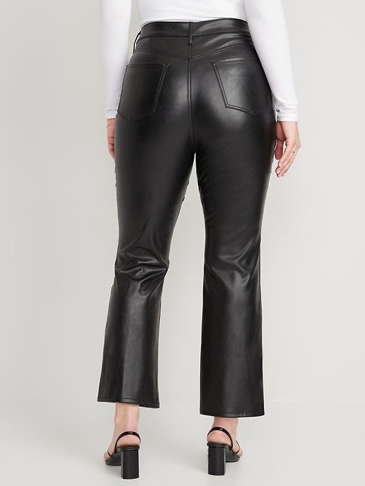 Image number 6 showing, Higher High-Waisted Faux-Leather Cropped Flare Pants for Women