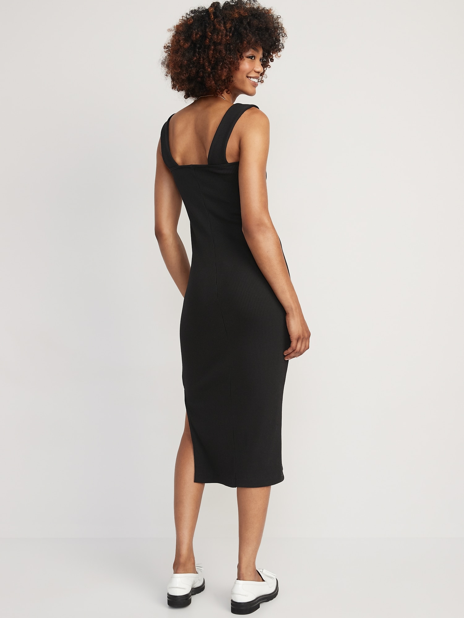Fitted Sleeveless Rib-Knit Midi Dress for Women | Old Navy