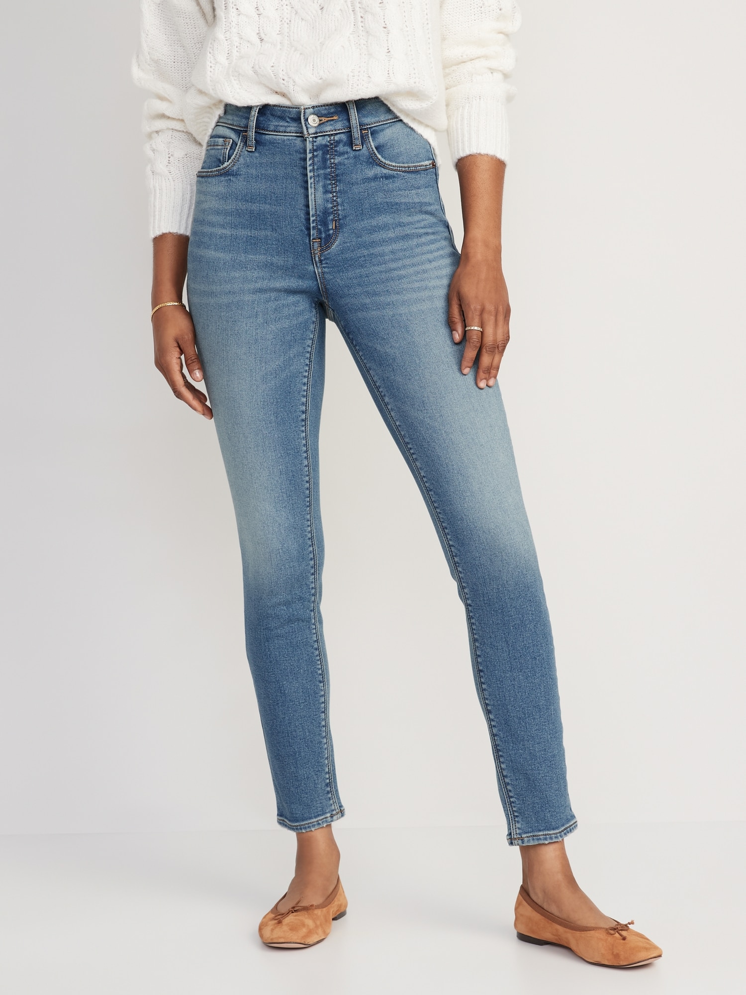 High-Waisted Rockstar Super-Skinny Built-In Warm Jeans for Women