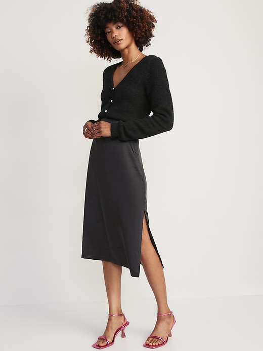 Image number 3 showing, High-Waisted Satin Maxi Skirt
