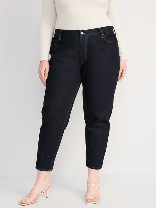 Mid-Rise Button-Fly Slouchy Taper Ankle Jeans | Old Navy