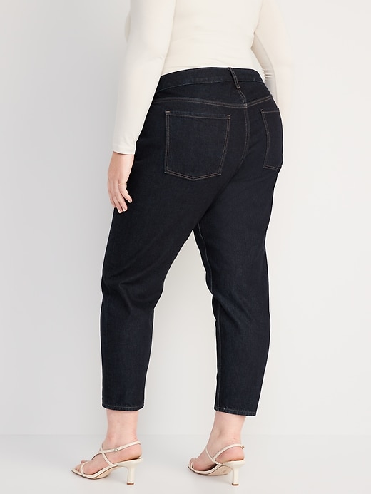 Image number 8 showing, Mid-Rise Button-Fly Slouchy Taper Black Cropped Non-Stretch Jeans