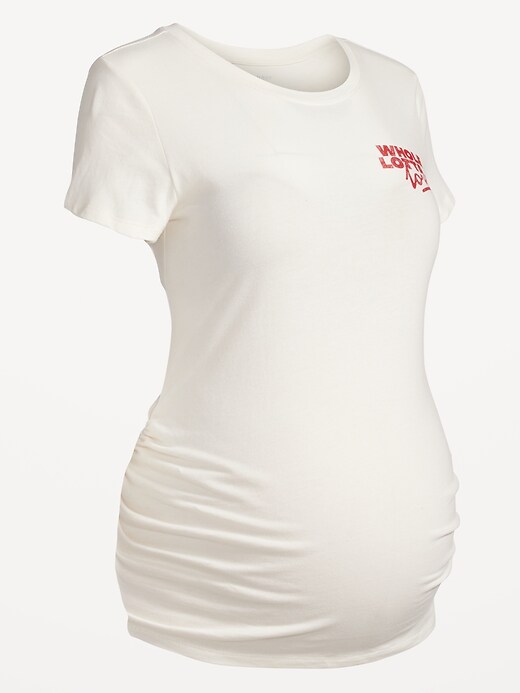 Image number 4 showing, Maternity Graphic Side-Shirred T-Shirt