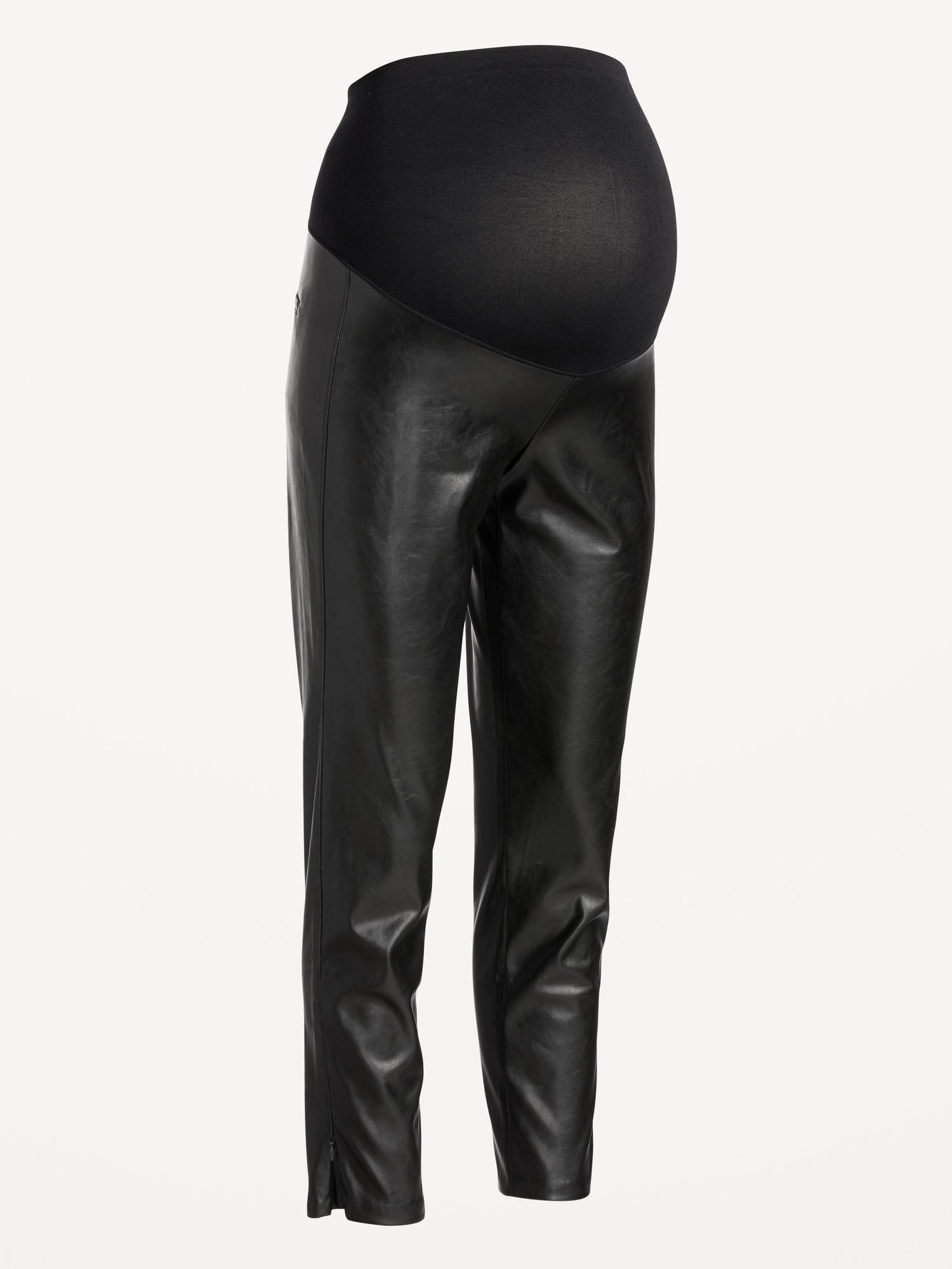 Maternity Full-Panel Faux-Leather Ankle Pants