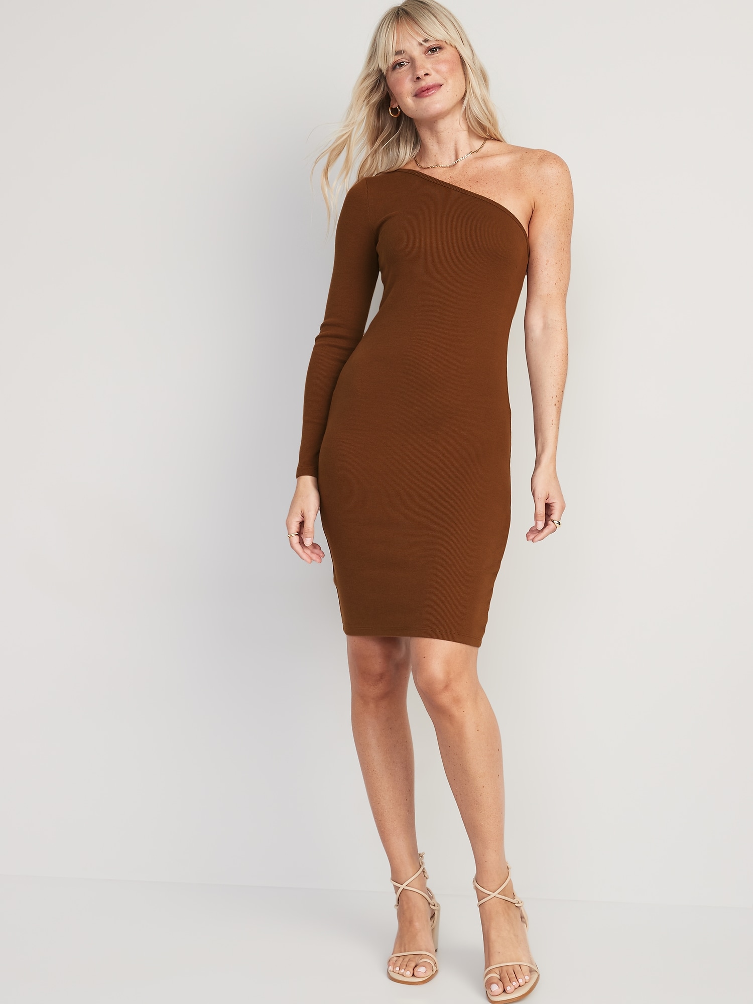 Old Navy Women's Fitted One-Shoulder Rib-Knit Mini Dress - - Petite Size M