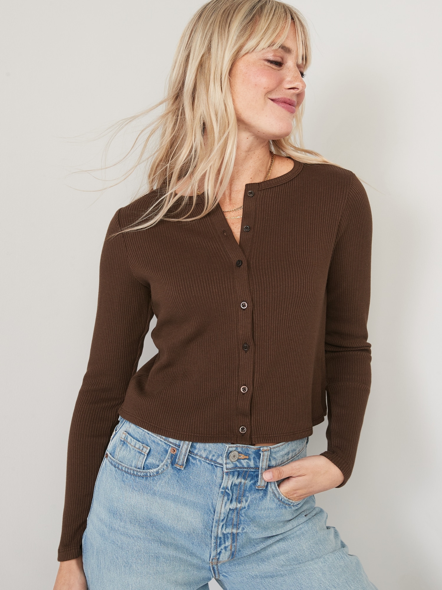 Cropped Button-Down T-Shirt for Women | Old Navy