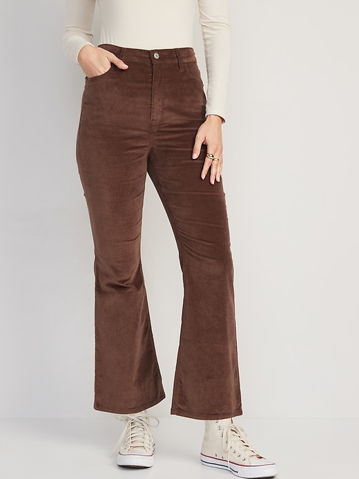 Image number 1 showing, Higher High-Waisted Cropped Velvet Flare Pants