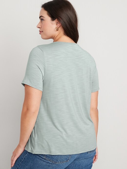 Image number 6 showing, Luxe V-Neck Slub-Knit T-Shirt for Women