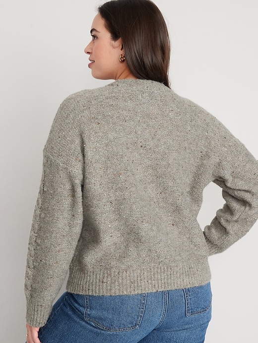 Image number 6 showing, Speckled Cable-Knit Sweater for Women