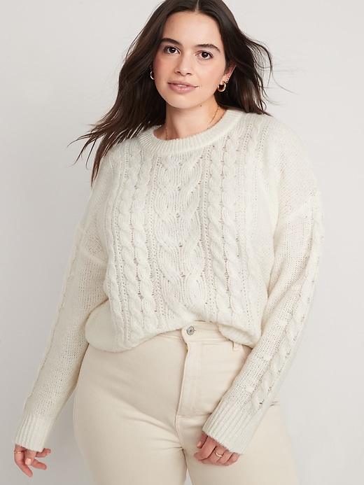 Image number 5 showing, Cable-Knit Sweater for Women
