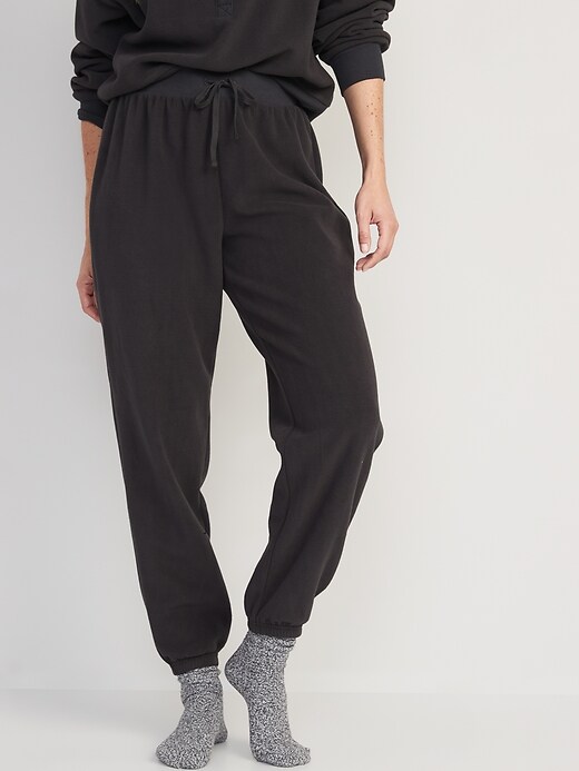 Image number 1 showing, High-Waisted Microfleece Lounge Jogger Sweatpants