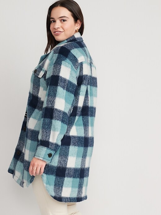 Image number 6 showing, Printed Flannel Long Utility Shacket for Women