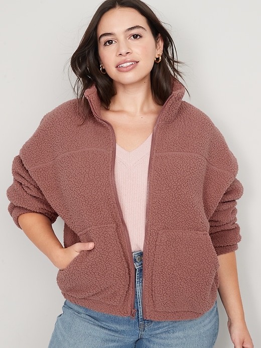 Image number 5 showing, Slouchy Sherpa Zip Jacket