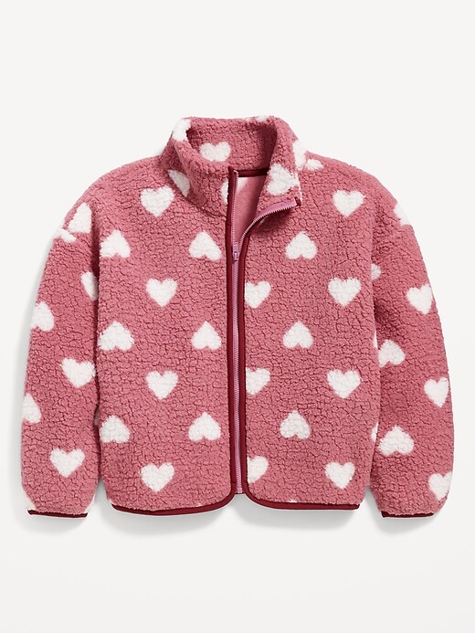 View large product image 2 of 3. Cozy Sherpa Printed Zip-Front Jacket for Girls