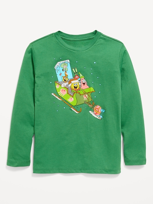View large product image 1 of 2. Gender-Neutral SpongeBob SquarePants™ Holiday Graphic T-Shirt for Kids