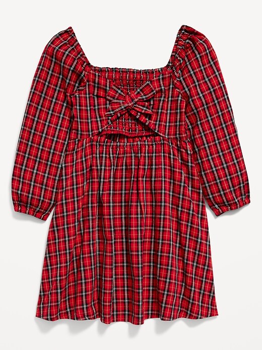 Long-Sleeve Smocked Plaid Fit & Flare Dress for Girls