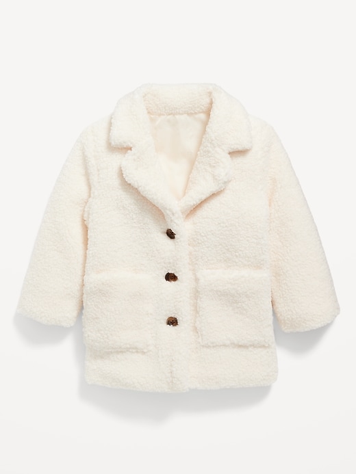 View large product image 1 of 1. Button-Front Long Sherpa Coat for Toddler Girls