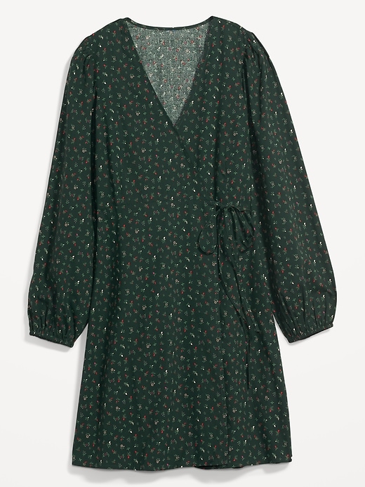 Image number 4 showing, Puff-Sleeve Mini Wrap Dress