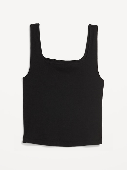 Image number 4 showing, Fitted Square-Neck Ultra-Cropped Rib-Knit Tank Top