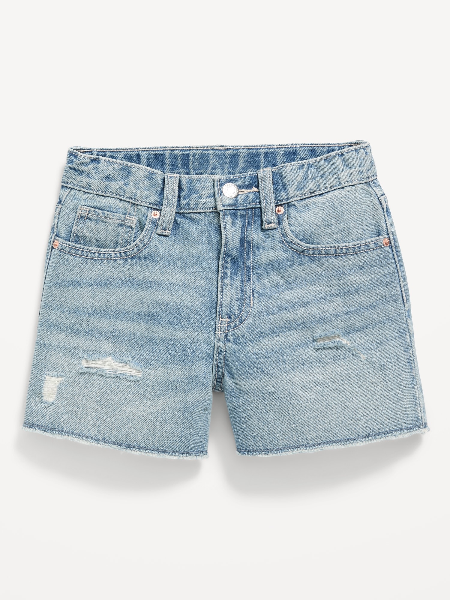 High-Waisted Ripped Non-Stretch Cut-Off Jean Shorts for Girls | Old Navy