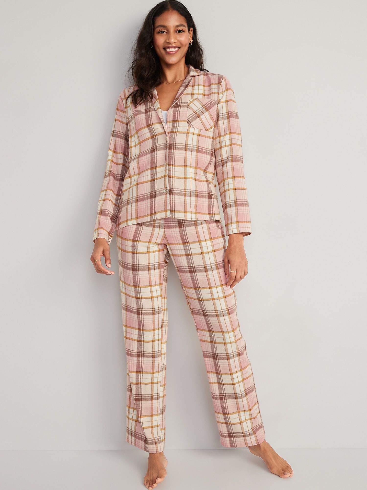 Women's Flannel Pajama Set in Navy Gingham