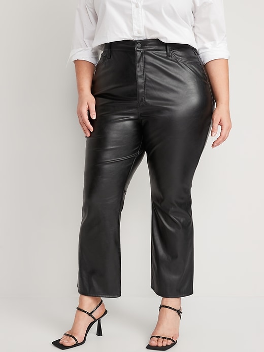 Image number 7 showing, Higher High-Waisted Faux-Leather Cropped Flare Pants for Women