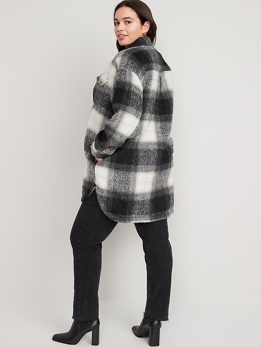 Image number 6 showing, Printed Flannel Long Utility Shacket for Women