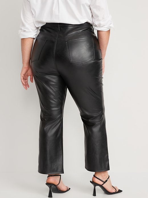 Image number 8 showing, Higher High-Waisted Faux-Leather Cropped Flare Pants for Women