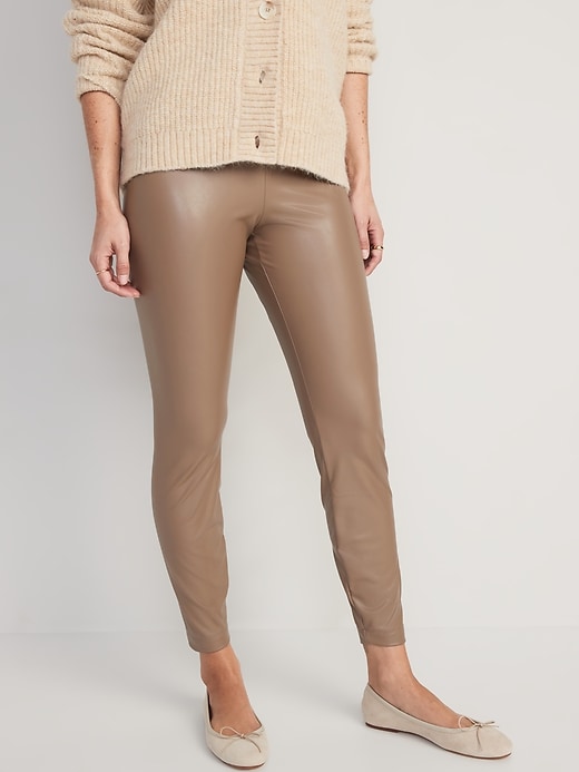 Image number 1 showing, High-Waisted Faux Leather Leggings for Women