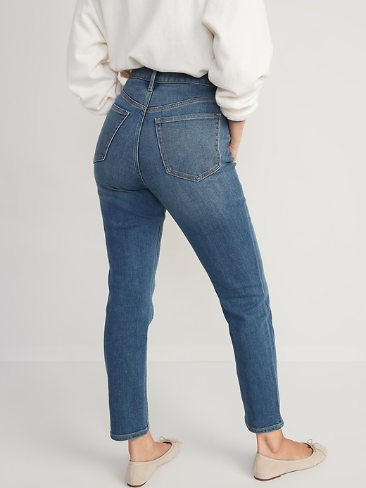 Image number 2 showing, High-Waisted OG Straight Medium-Wash Built-In Warm Ankle Jeans