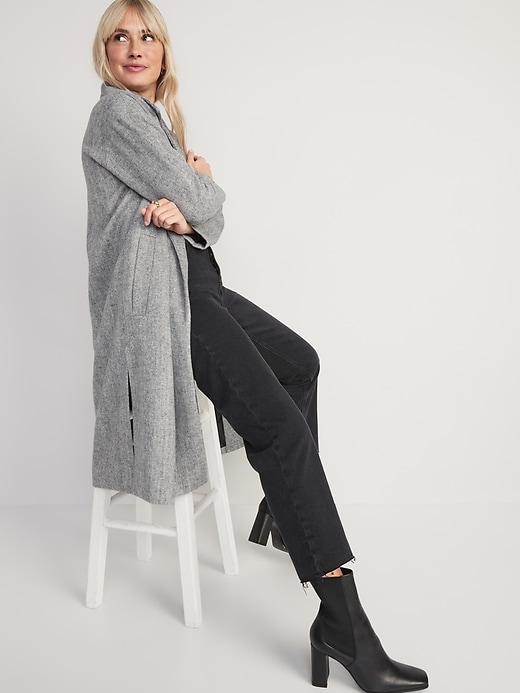 Image number 3 showing, Long Slouchy Double-Breasted Coat for Women