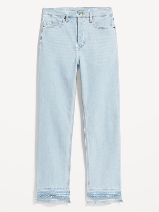Image number 4 showing, Extra High-Waisted Button-Fly Sky-Hi Straight Cut-Off Jeans for Women