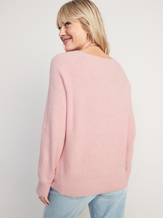 V Neck Shaker Stitch Cocoon Sweater