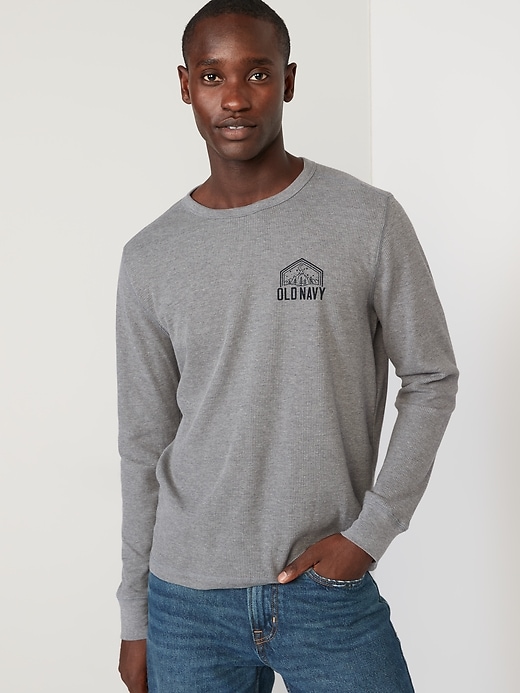 Image number 1 showing, Logo-Graphic Thermal-Knit Long-Sleeve T-Shirt